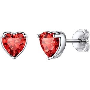 Heart Birthstone Sterling Silver Earrings